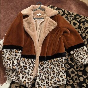 Leopard Print Faux Fur Coat